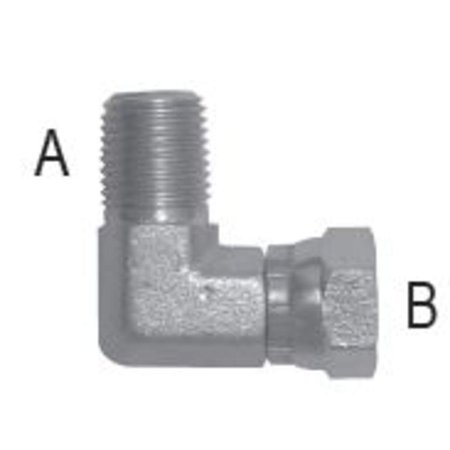 TOMPKINS Male Pipe to Female Pipe Swivel 90 Elbow: 1/4-18 A, 1/4-18 B 471099